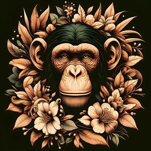 CHIMPANZÉ FLORAL ARTE NEON BY AI