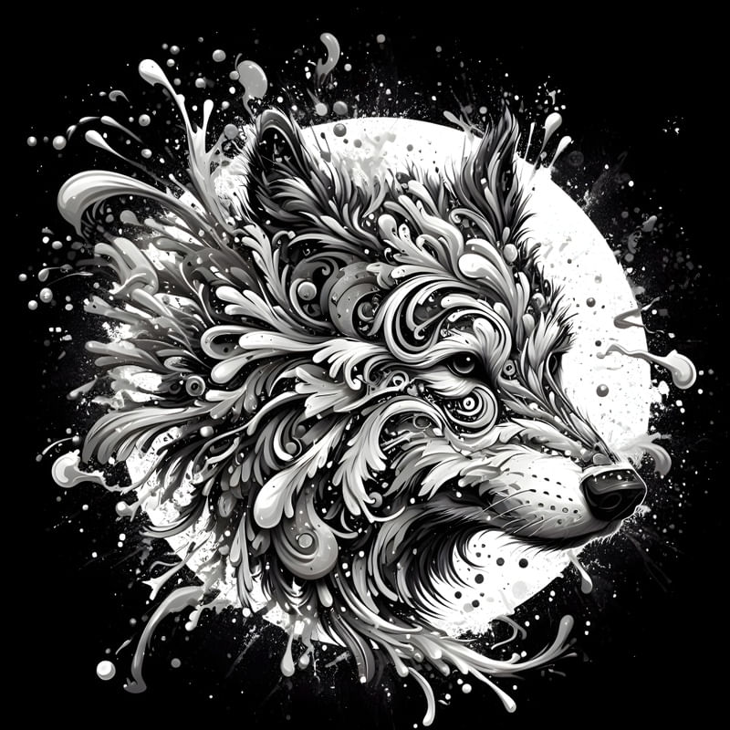 LOBO FAUVISMO PRATA BRANCO BY AI