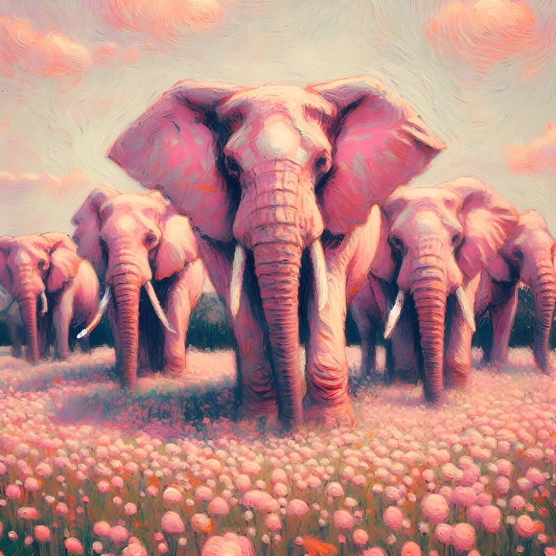 ELEFANTE PÓS IMPRESSIONISMO ROSA BRANCO B BY AI