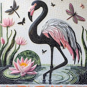 FLAMINGO MOSAICO ROSA PRETO B BY AI