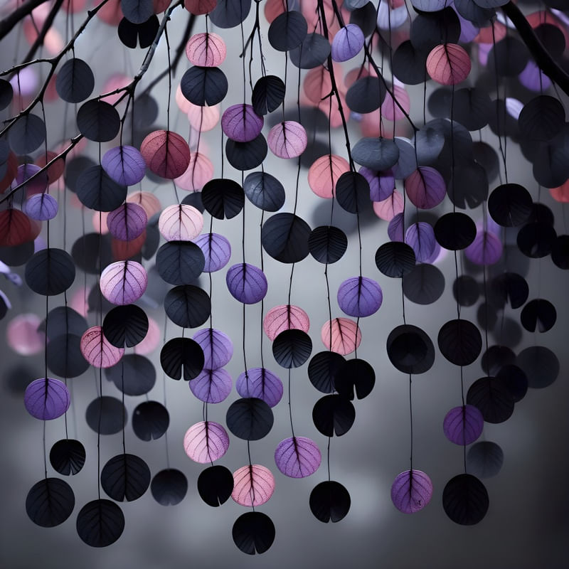 FOLHAS MINIMALISTA ROXO PRETO BY AI