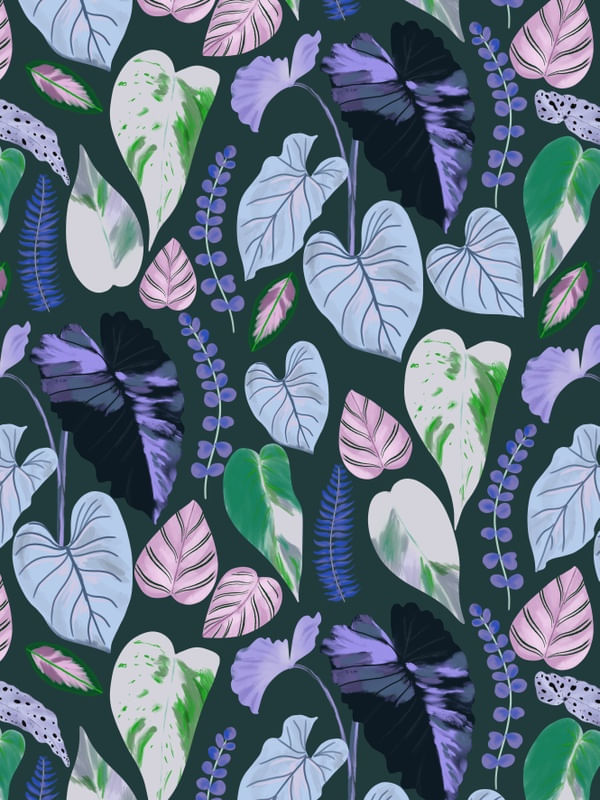 BLUE BOTANICAL LEAVES PATTERN