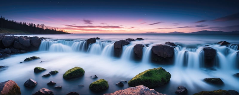 CASCATA ETERNA EM NOITE ESTRELADA BY AI