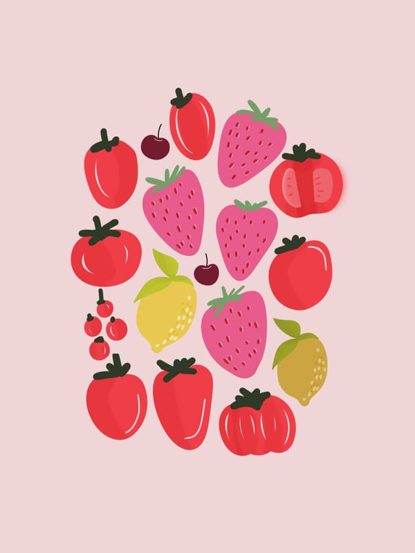 TOMATOES STRAWBERRIES AND LEMONS