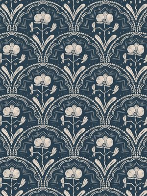 BOHEMIAN ORCHID FLOWERS BLUE PATTERN