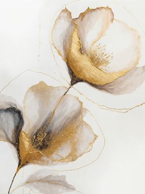 DUO FLORES ABSTRATAS DOURADA - CHARME 1