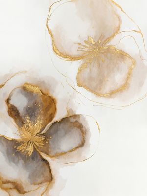 DUO FLORES ABSTRATAS DOURADA - CHARME 2