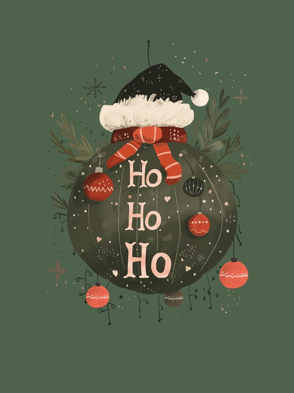 FESTIVE HO HO HO BAUBLE GREEN