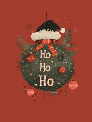 FESTIVE HO HO HO BAUBLE RED