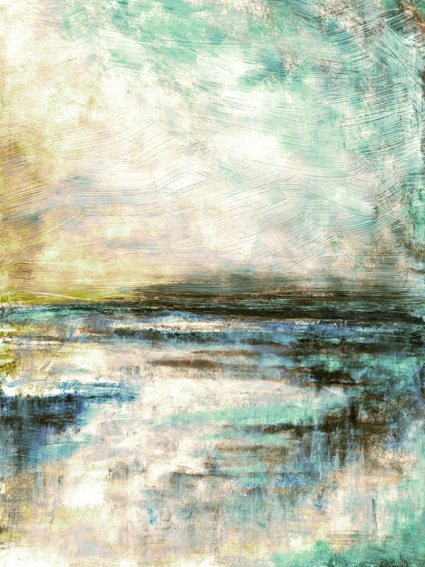 HALCYON 10 RETRATO MENTA VERDE BEGE - ABSTRATO COSTEIRO NUVENS PAISAGEM PINTURA