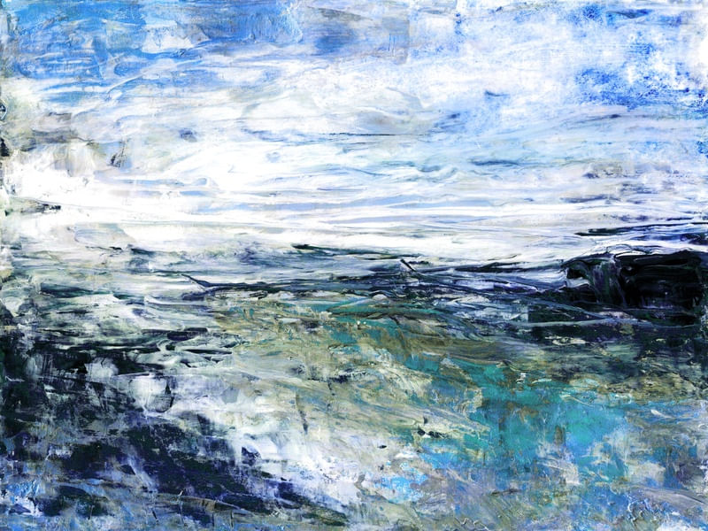 SAILORS DELIGHT 10 TURQUESA AZUL PANORAMICO - ABSTRATO OCEANO MARE PAISAGEM PINTURA