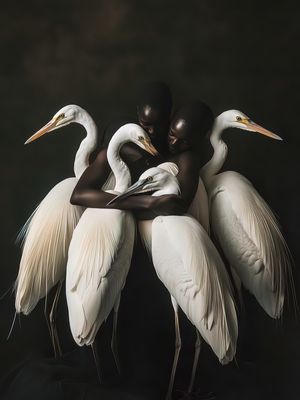 MULHER COM PÁSSARO BRANCO BY AI 03