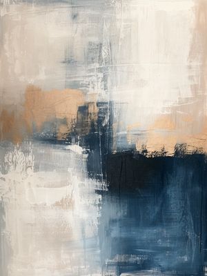 DEEP SURF - ABSTRATO CONTEMPORÂNEO EM AZUL BEGE E CREME
