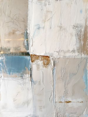 INHALE - ABSTRATO SUAVE EM CREME BEGE E AZUL BY AI