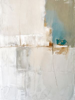 EXHALE - ABSTRATO SUAVE EM CREME BRANCO E TURQUESA BY AI