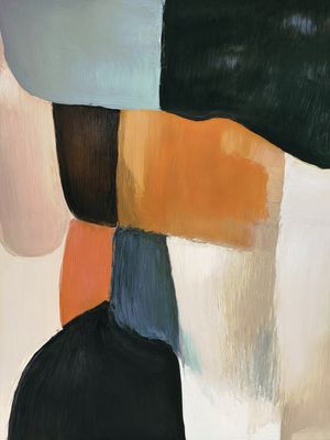 ON THE GO - ABSTRATO COLORIDO EM LARANJA PRETO E CREME BY AI