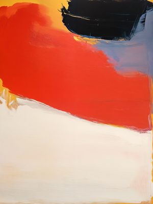 A NEW DAY - ABSTRATO CONTEMPORÂNEO EM VERMELHO PRETO E CREME BY AI
