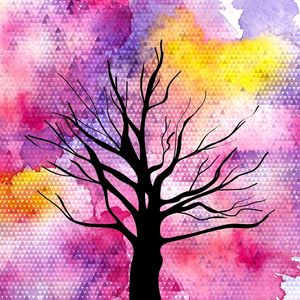 WATERCOLOR TREE SILHOUETTE