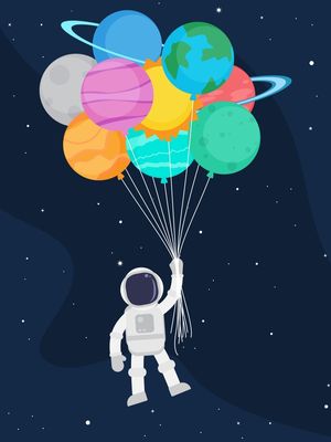 ASTRONAUTA COM PLANETAS