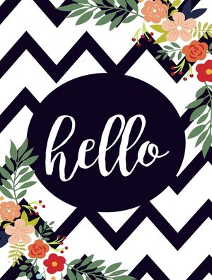 HELLO CHEVRON E FLORAL