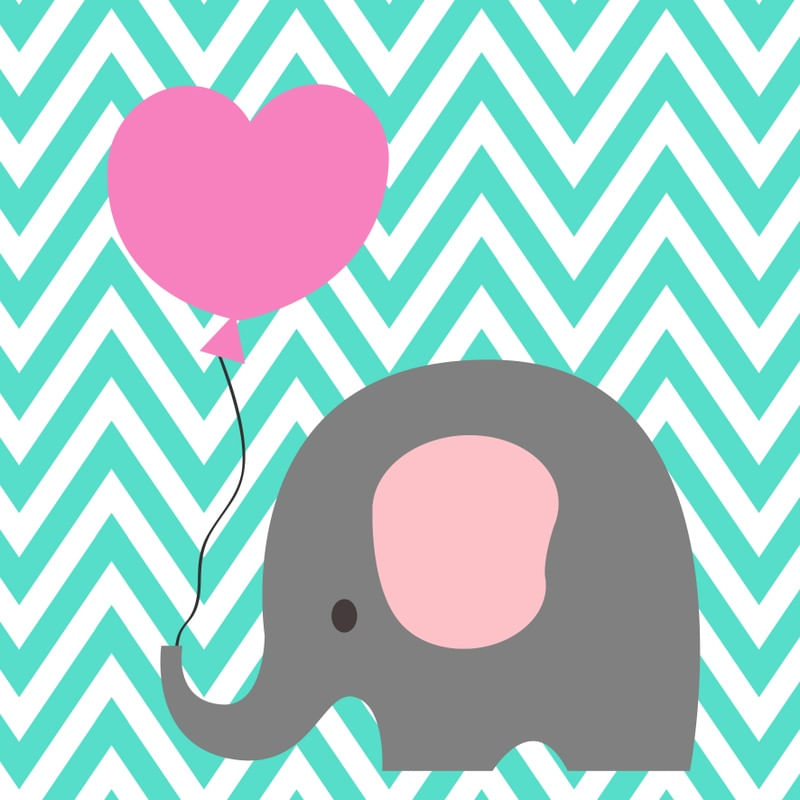 ELEFANTE COM BALÃO ROSA