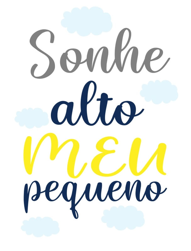 SONHE ALTO MEU PEQUENO AMARELO C AZUL MARINHO