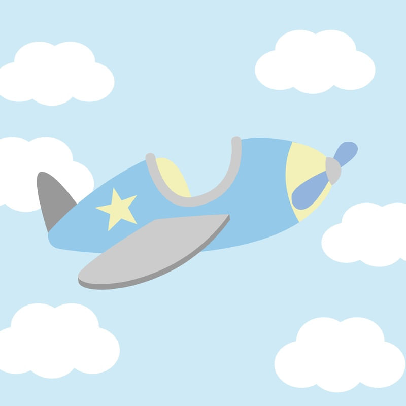 ARTE INFANTIL AVIÃO NUVENS