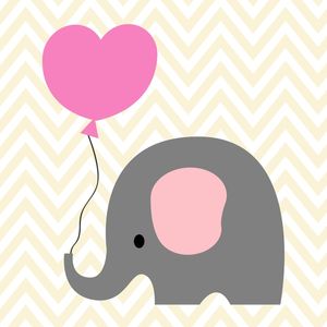 DECOR INFANTIL ELEFANTE BALÃO ROSA