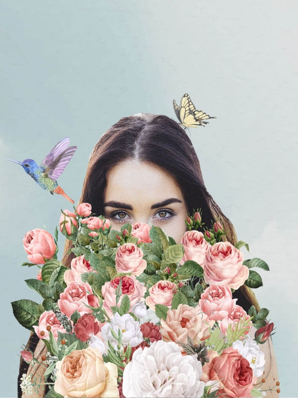 WOMAN AND FLOWERS