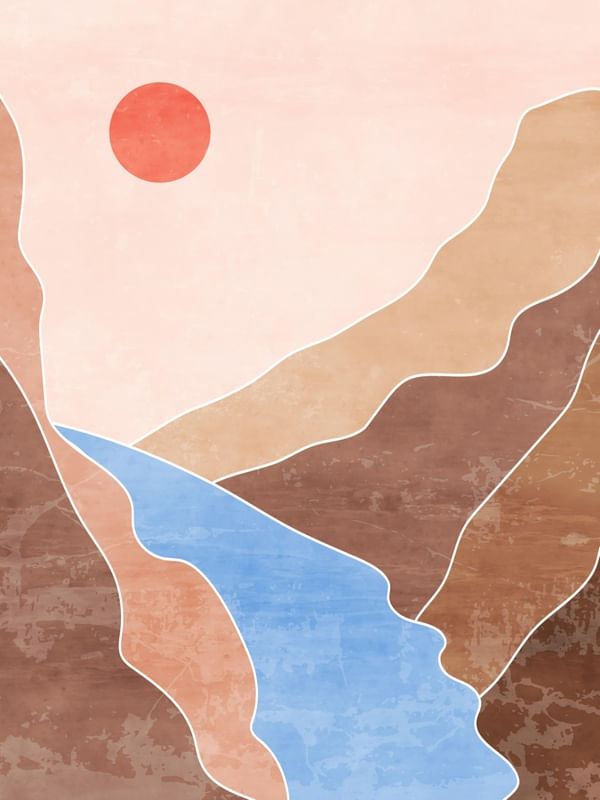 AQUARELA MONTANHAS E RIO