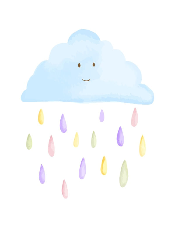 AQUARELA NUVEM CHUVA COLORIDA
