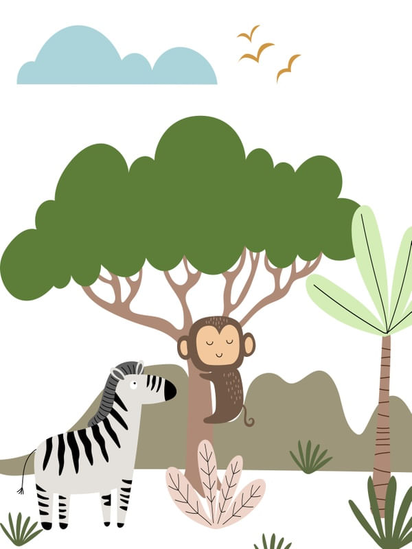 ZEBRA E MACACO FLORESTA KIDS 01