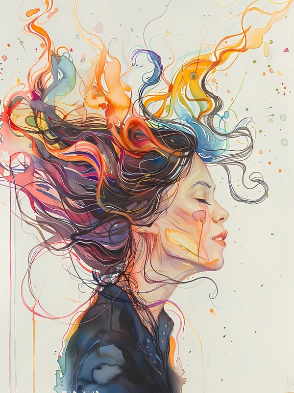 MULHER DE ONDAS DE CORES ETÉREAS 1 BY AI
