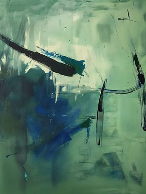 SAP I - ABSTRATO CONTEMPORÂNEO EM VERDE PRETO E AZUL BY AI