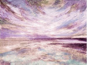 WINDSWEPT 5 MUTED - ABSTRATO NUVENS OCEANO PAISAGEM PINTURA