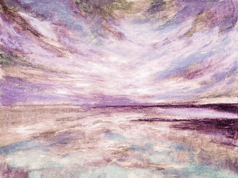 WINDSWEPT 5 MUTED - ABSTRATO NUVENS OCEANO PAISAGEM PINTURA