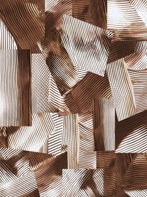 FLOW AND FLUX 12 SEPIA MARROM - ABSTRATO NEUTRO PINCELADAS PINTURA