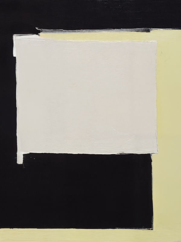 HOLD THAT THOUGHT - ABSTRATO GEOMÉTRICO PRETO AMARELO E BRANCO BY AI