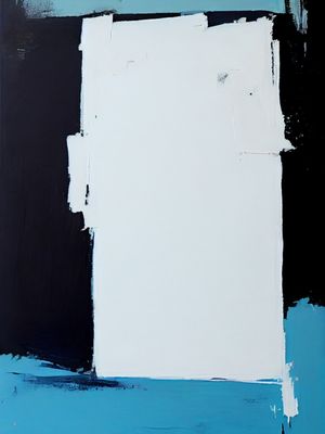 NEVER MIND - ABSTRATO GEOMÉTRICO EM AZUL PRETO E BRANCO BY AI