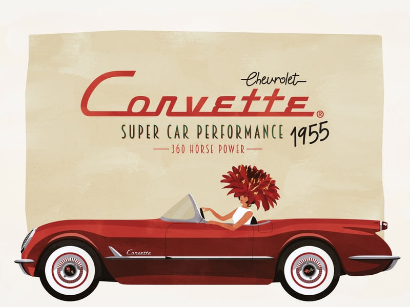 T10 CORVETTE 1955 FLORAL - CHEVROLET 100 ANOS