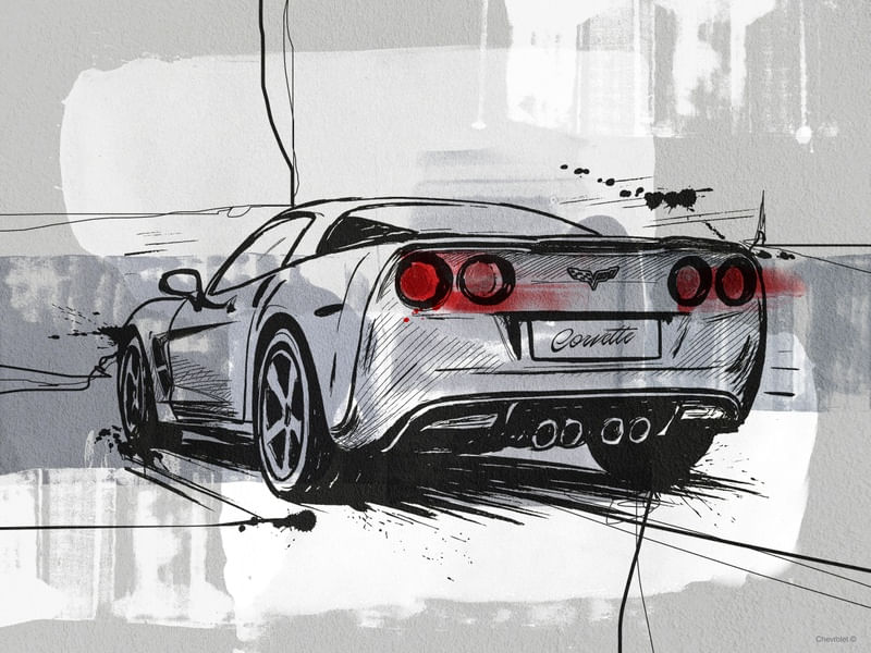 CORVETTE SKETCH - CHEVROLET 100 ANOS