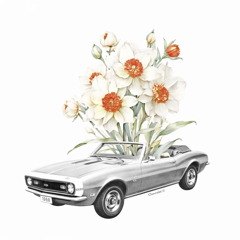 CAMARO CLÁSSICO EM FLOR - CHEVROLET 100 ANOS
