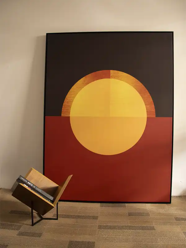 Quadro tela em canvas - BLACK AND GOLD CIRCLE 49 - 120x160 - Moldura Canaleta Alta Preta