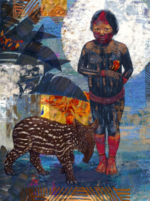 INDIOZINHO E FILHOTE DE TAPIR.
