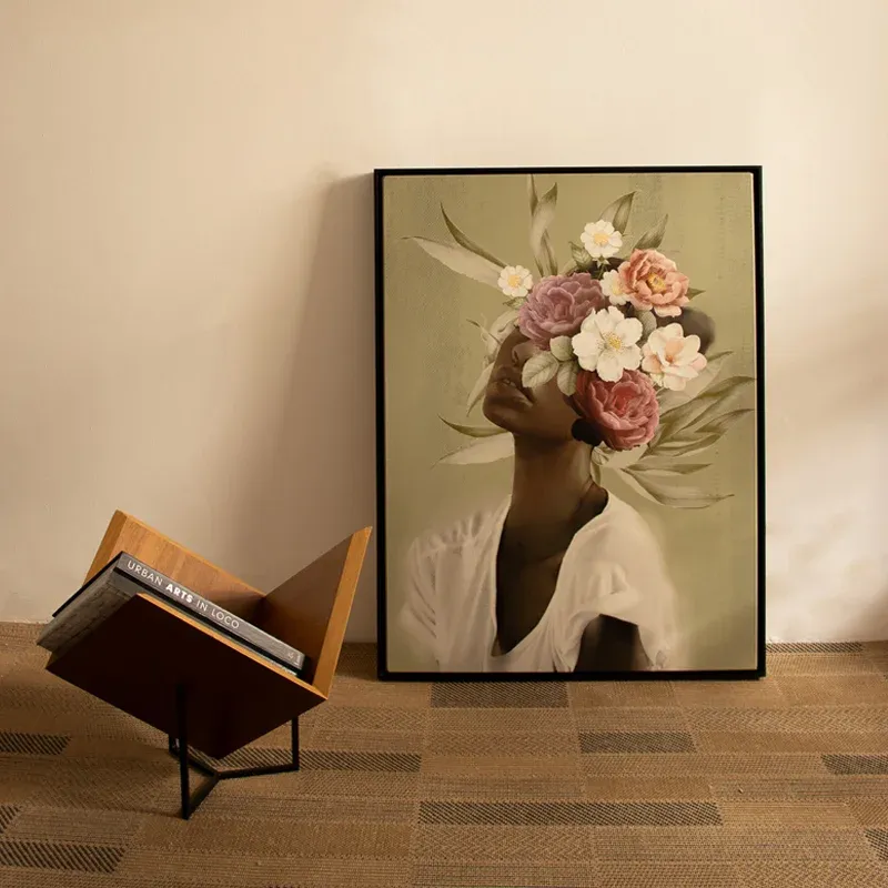 Quadro tela em canvas - BLOOM 9 - 67,5x90 - Moldura Canaleta Alta Preta