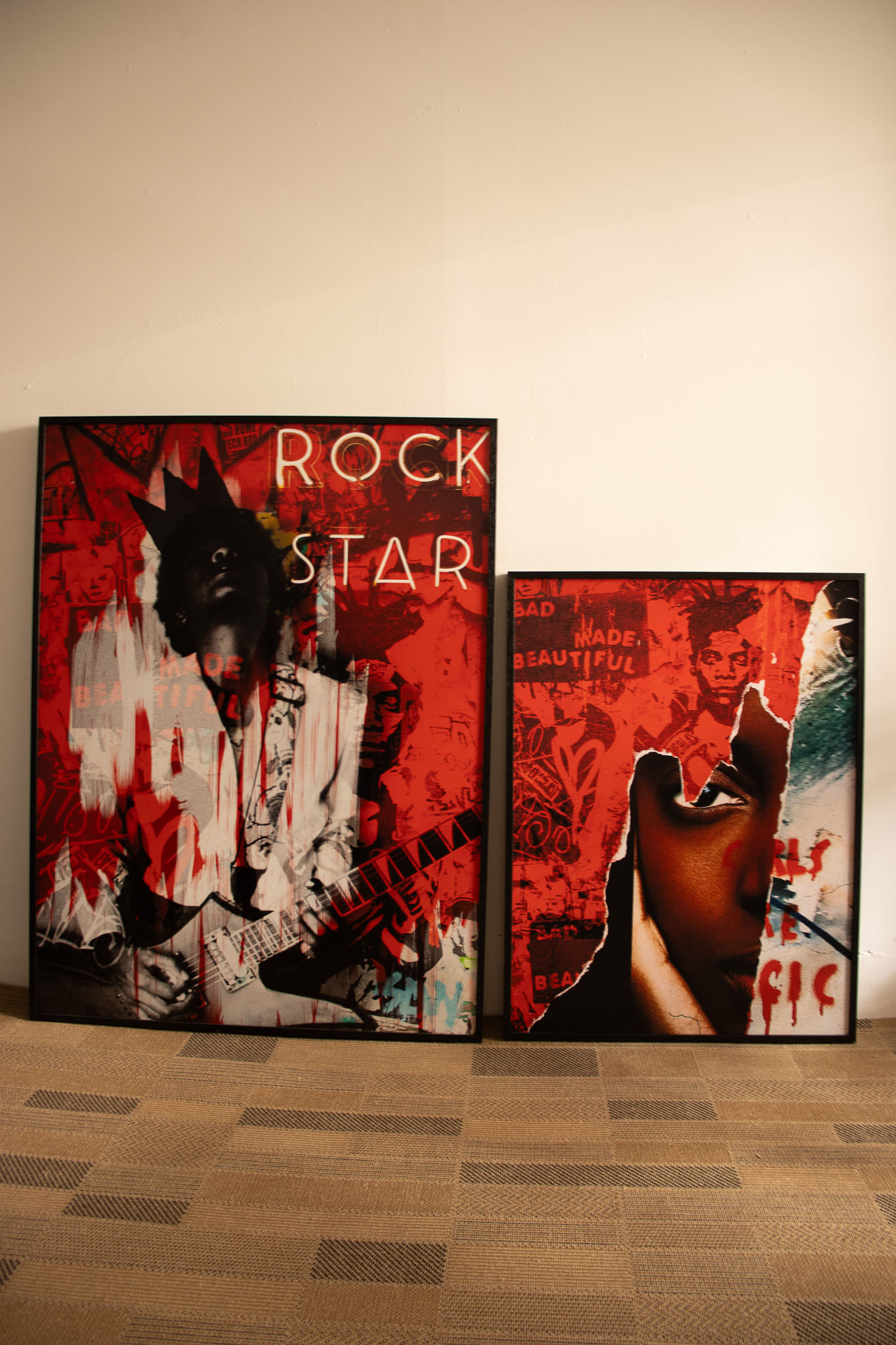 Quadros em acabamento liso sem vidro - ROCK FESTIVAL - KAT - 90x120 - Moldura Lisa Fina Preta