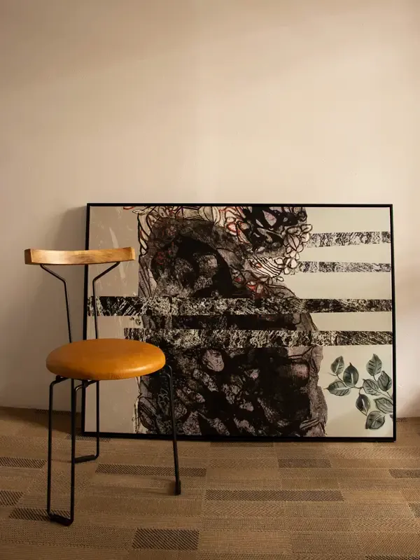 Quadro tela em canvas - RABISCOS INTERNOS - 120x90 - Moldura Canaleta Alta Preta