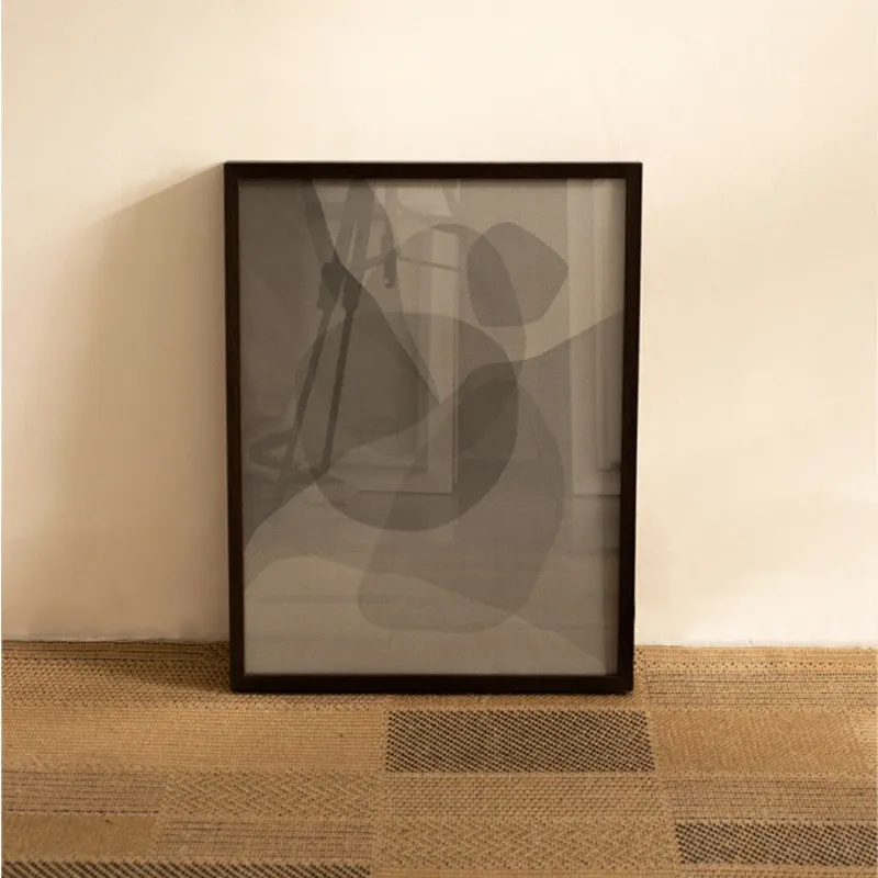 Quadro em papel fotográfico com vidro - ESCANDINAVO TEXTURA 001AB2 - 36x47,5 - Moldura Lisa Fina Madeira Escura