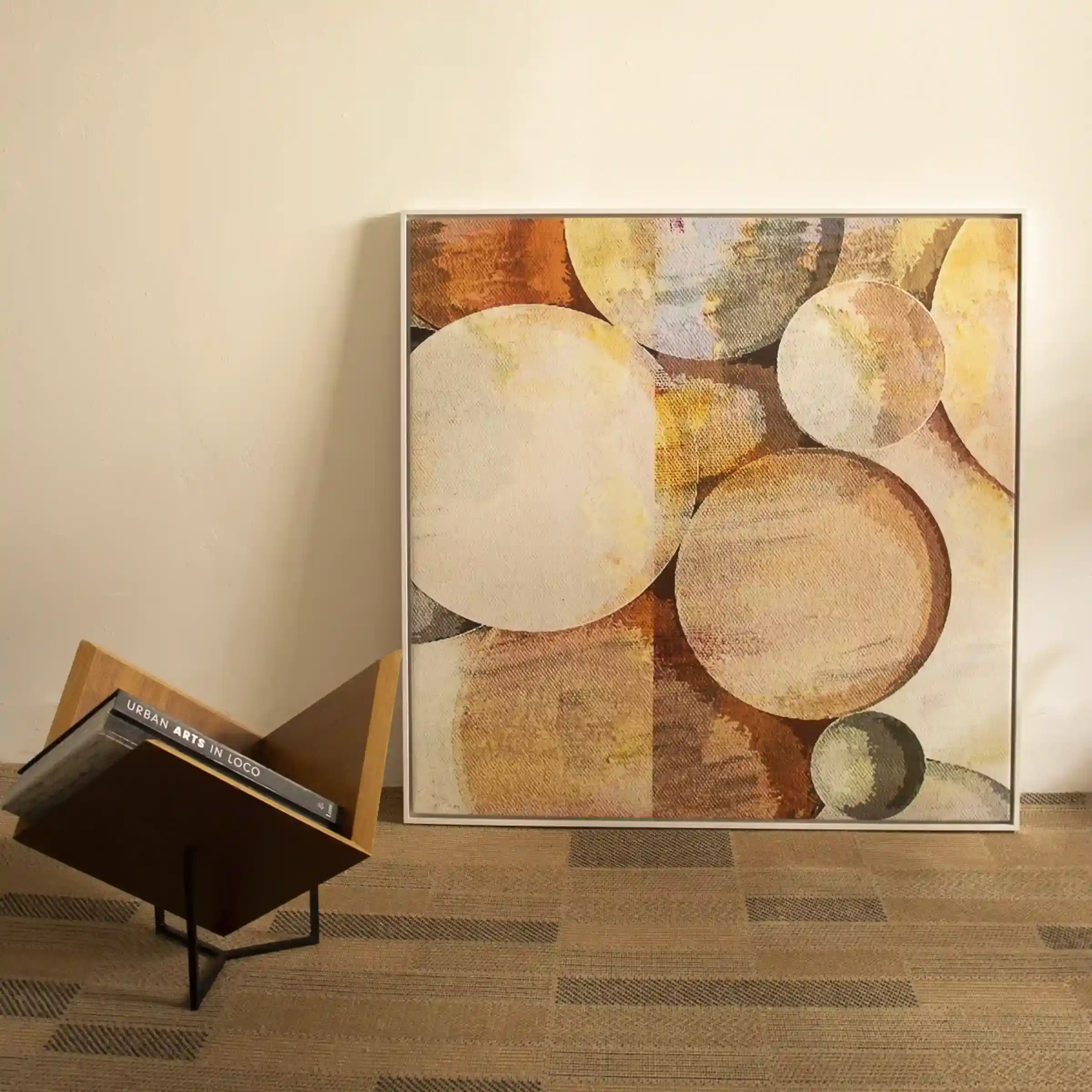 Quadro em papel fotográfico com vidro - GEO MARBLE DREAM - 90x90 - Moldura Canaleta Alta Branca