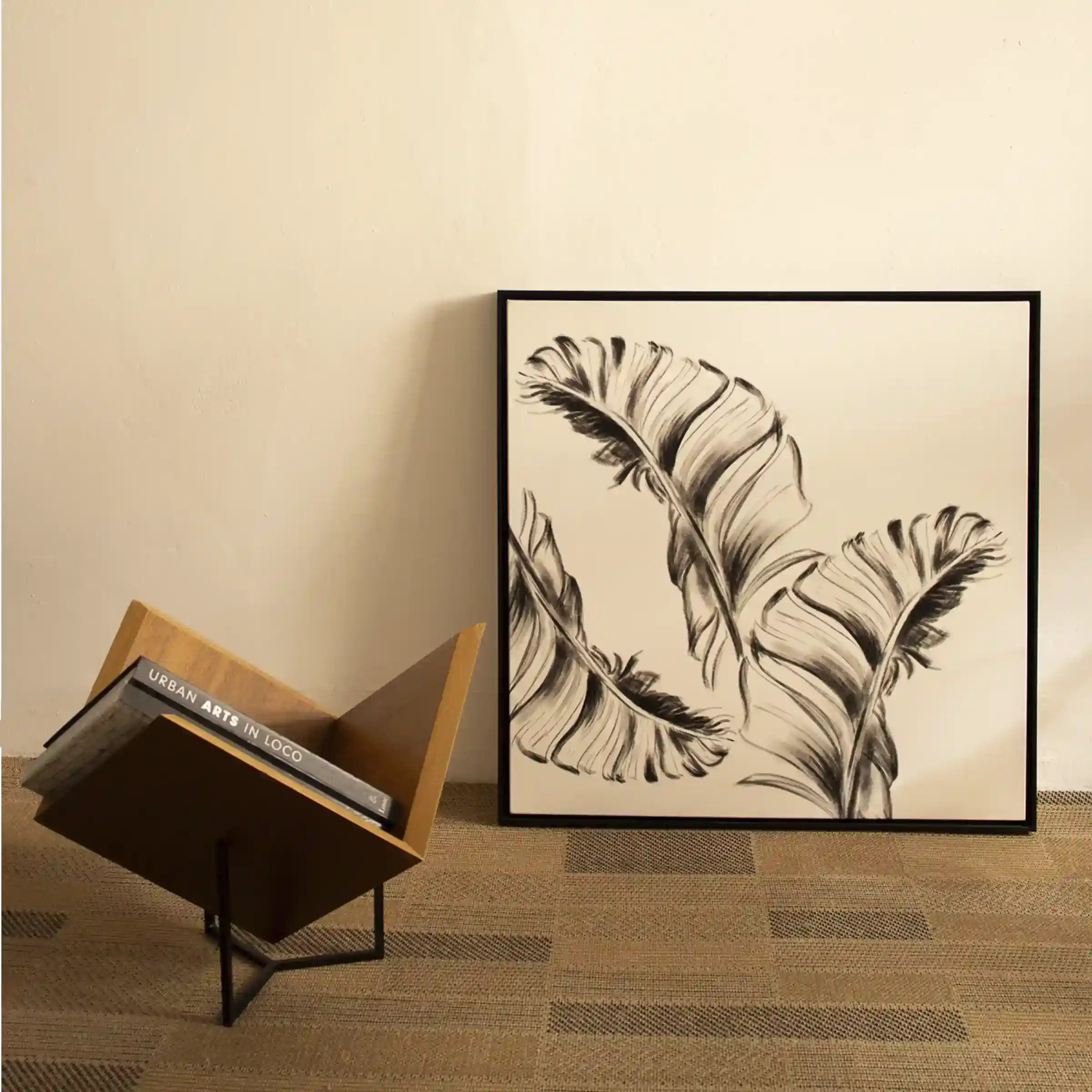 Quadro tela em canvas - BANANA BRISA2 - 67,5x67,5 - Moldura Canaleta Alta Preta